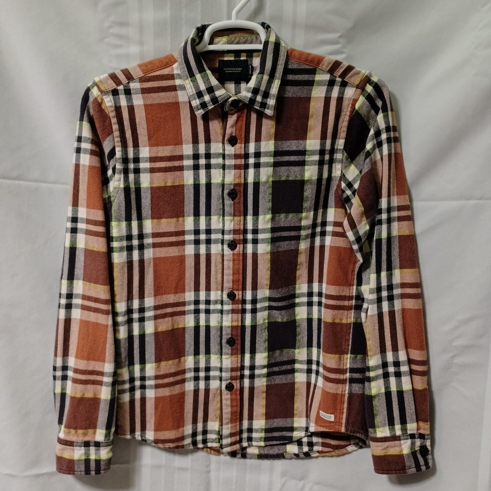 Scotch & Soda Shirt Mens M Multi‎ Plaid Amsterdams Blauw Flannel Button Down